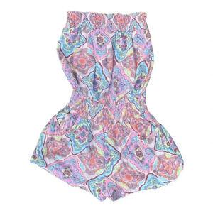 Toxik Romper off the shoulder mandala print shorts romper Size: L (Junio…